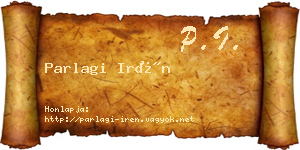 Parlagi Irén névjegykártya